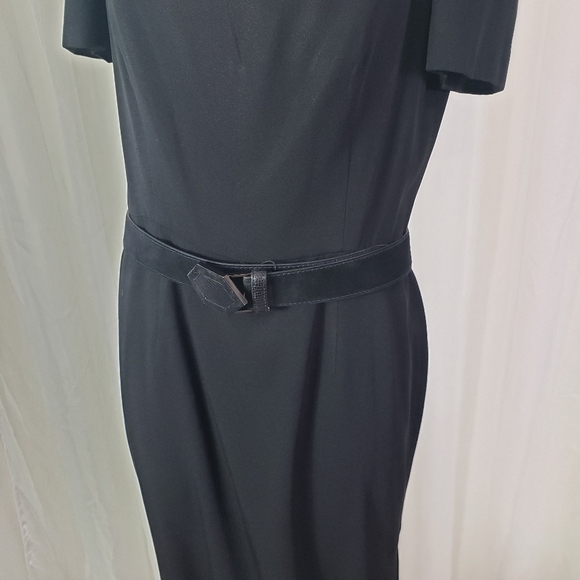 Vintage Scaasi black dress off the shoulder with skinny strap side boning 12 - Picture 3 of 12